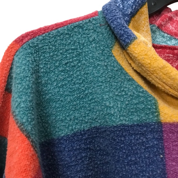 Vintage 90s Y2K Sunbelt Sportswear Rainbow Block Print Hoodie Top Sweatshirt XL - Picture 2 of 5